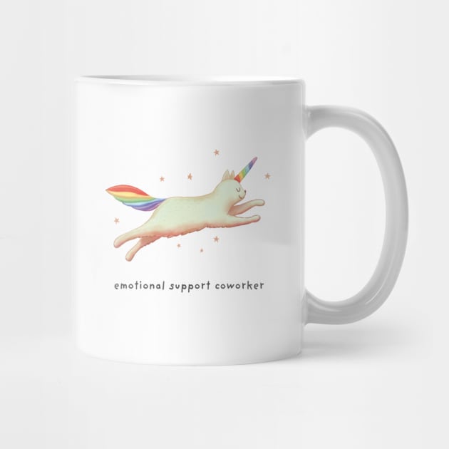 Emotional Support Coworker with Unicorn Cat Gift for co-workers by GosiaArtGarden